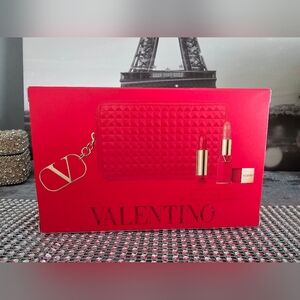 Valentino Limited Edition Holiday Pouch & Lipstick Set of 2-NEW